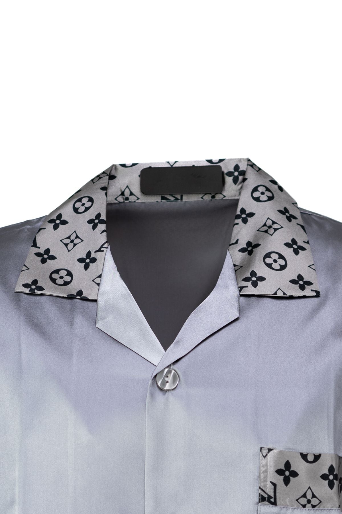 Erkek Klasik Model Pijama Takımı Premium ipeksi Kumaş Gömlek Yaka Desenli Cepli Tam Kalıp